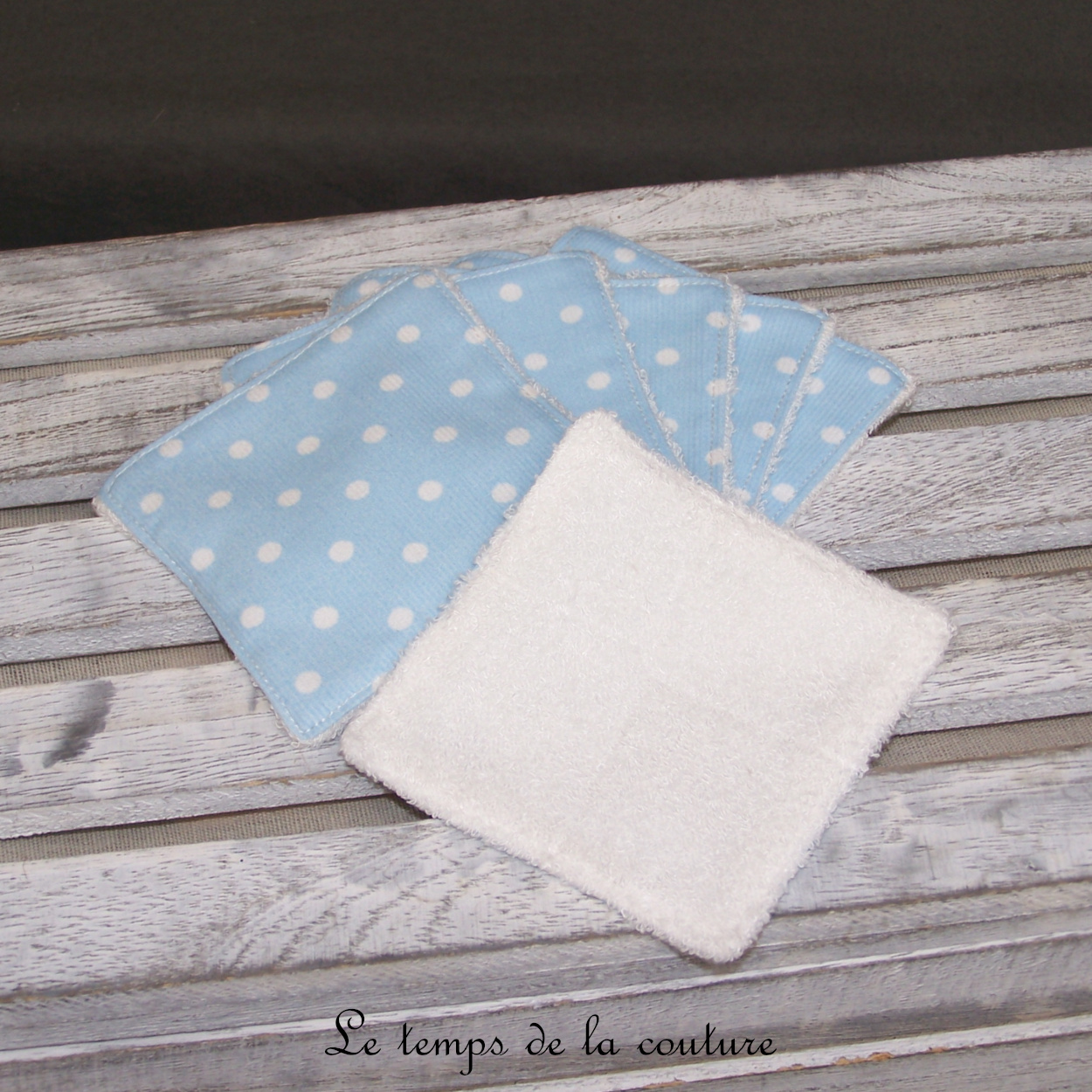 Sdb - lingette bambou - bleu ciel pois 01