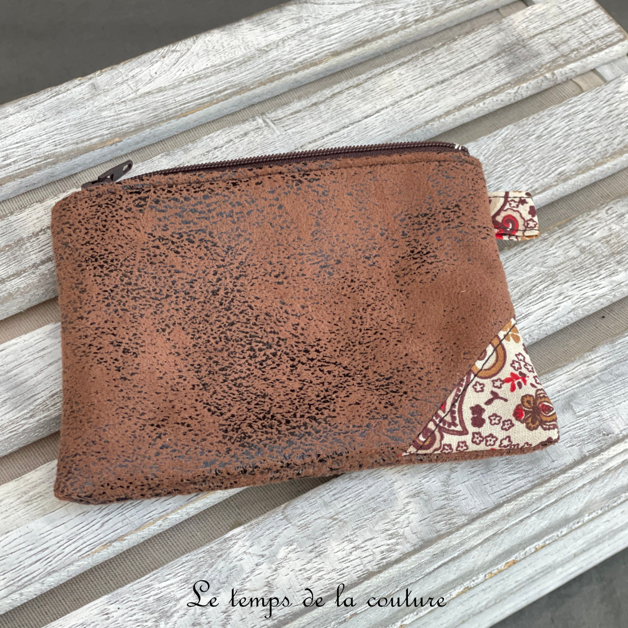Pochette - PM - marron simili écru orange marron 01