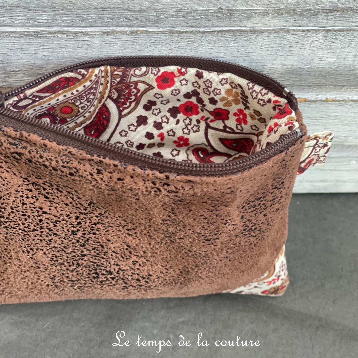 Pochette - PM - marron simili écru orange marron 03