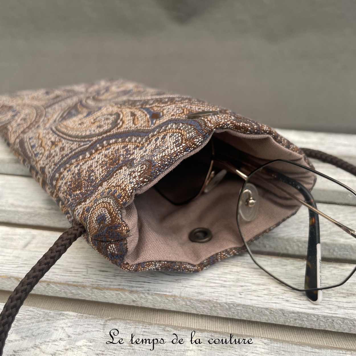 Pochette - telephone - cachemire marron gris anthracite taupe 12