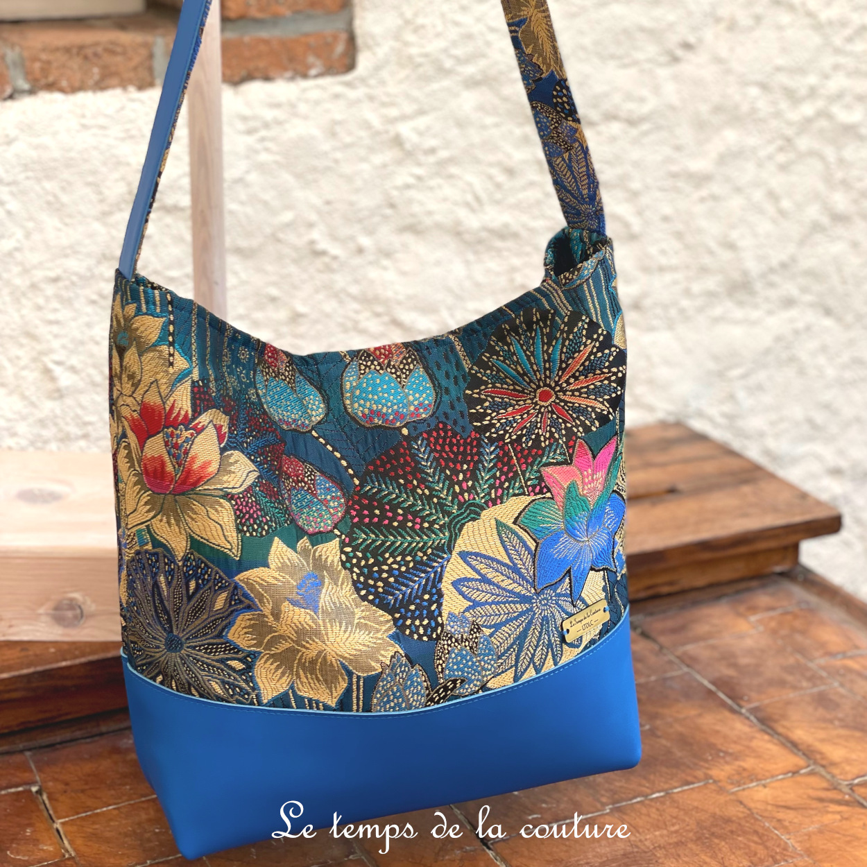 Cuir - Sac boheme - bleu fleur de lotus - 11