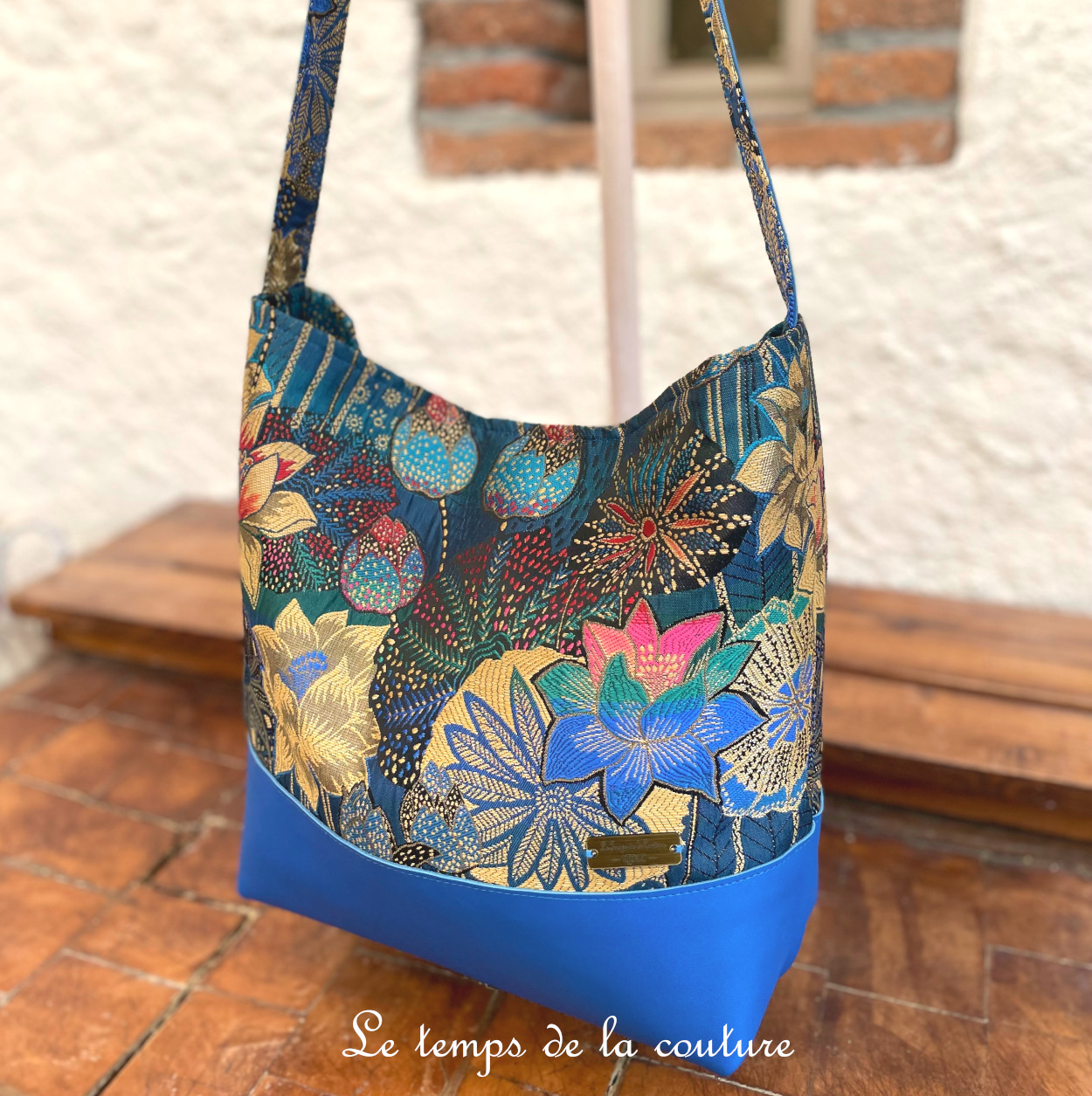 Cuir - Sac boheme - bleu fleur de lotus - 13