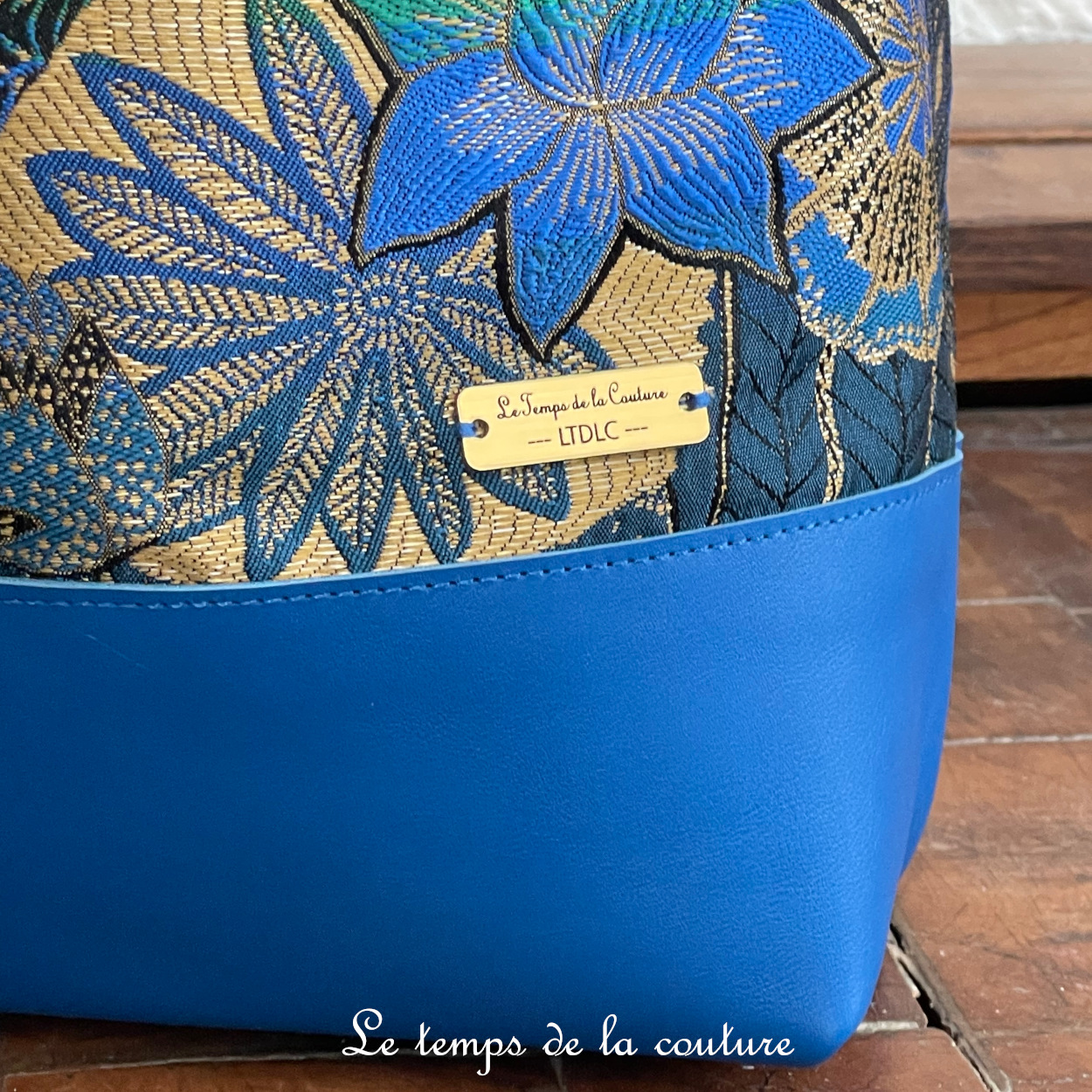 Cuir - Sac boheme - bleu fleur de lotus - 18