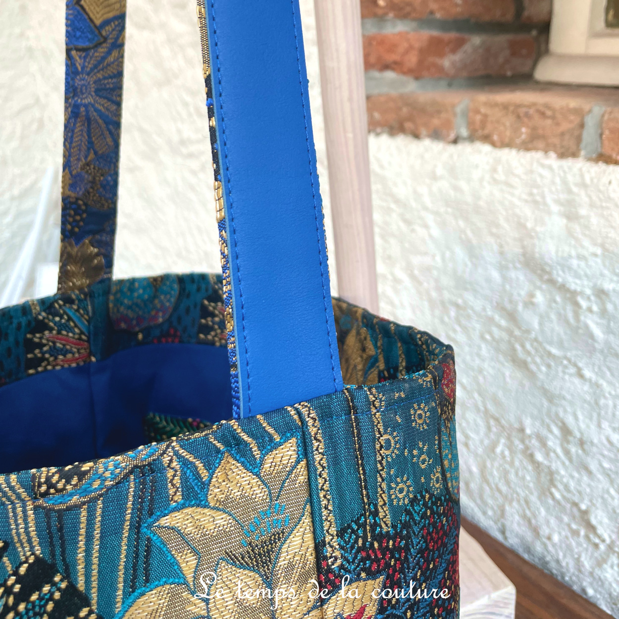 Cuir - Sac boheme - bleu fleur de lotus - 19