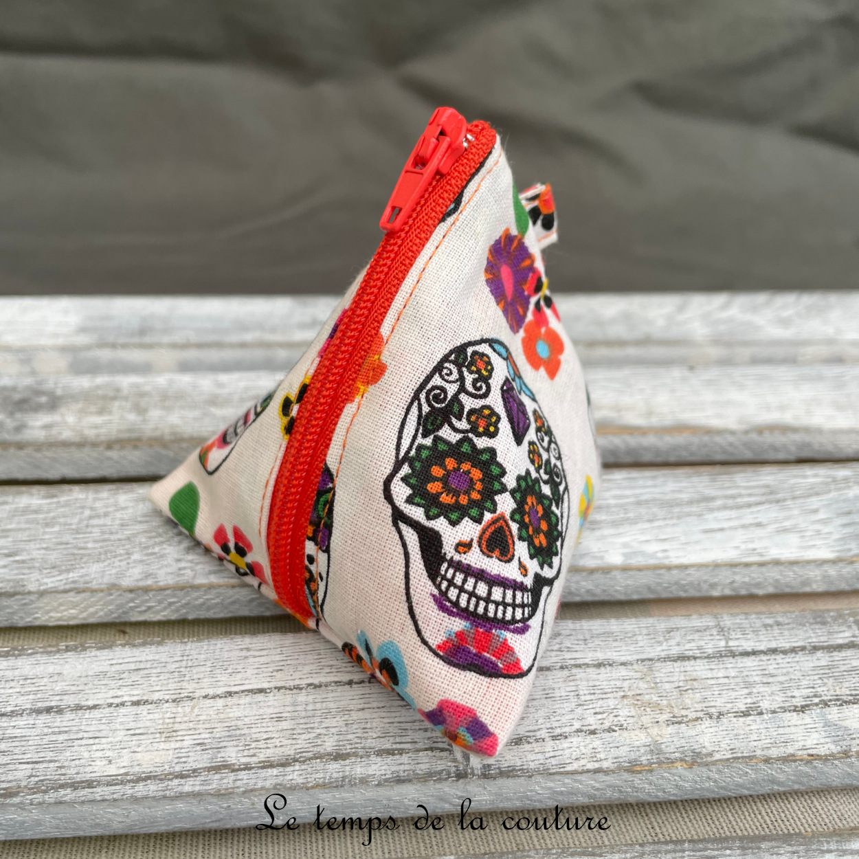 Berlingot - orange blanc multicolore pirate tete de mort calavera - 02