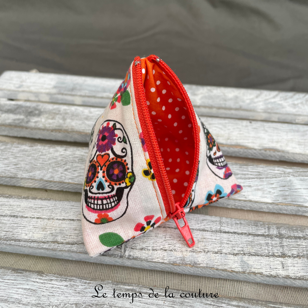 Berlingot - orange blanc multicolore pirate tete de mort calavera - 03