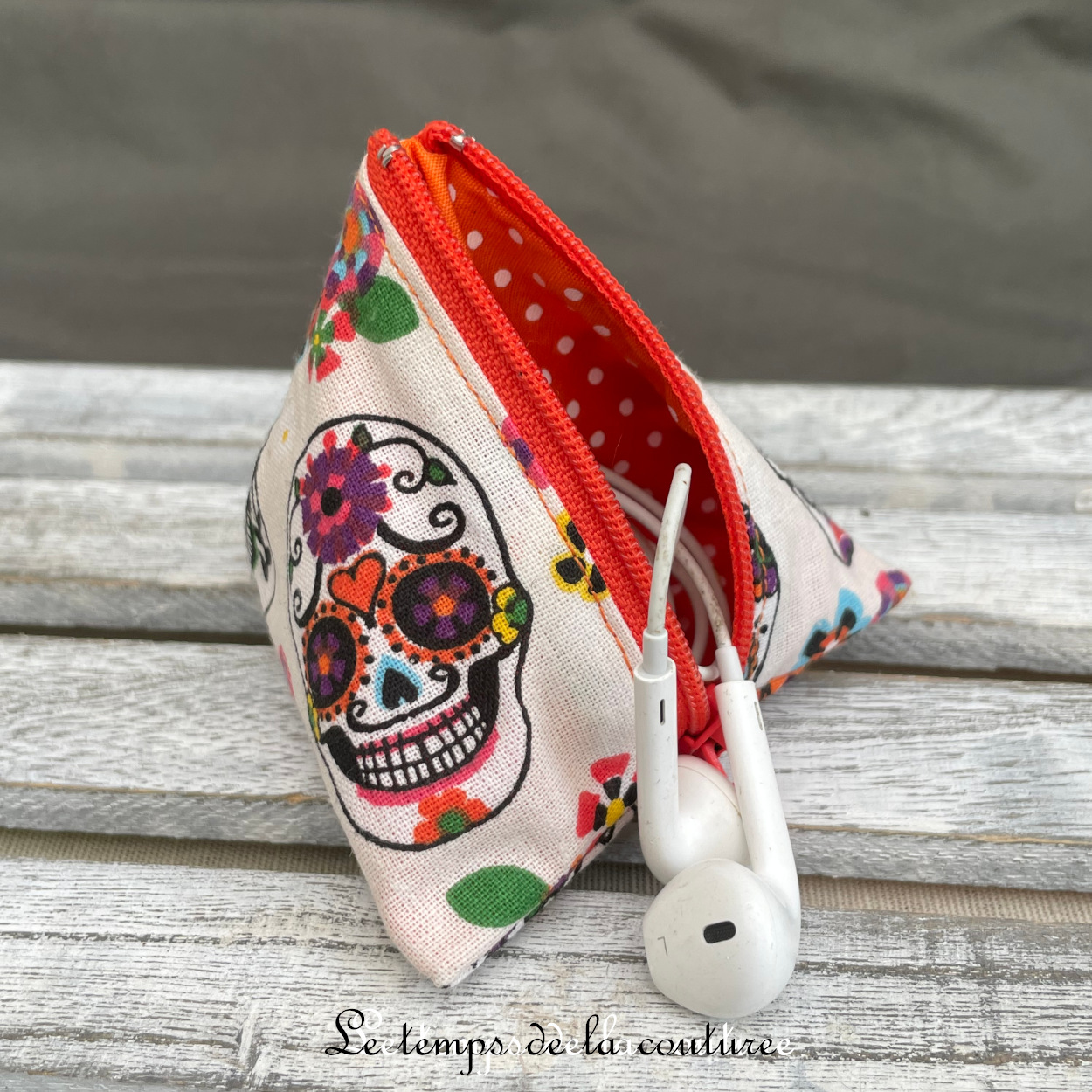 Berlingot - orange blanc multicolore pirate tete de mort calavera - 04