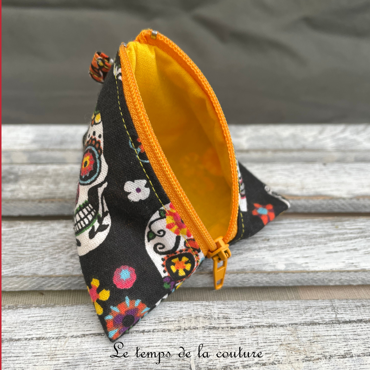 Berlingot - orange noir multicolore pirate tete de mort calavera - 03