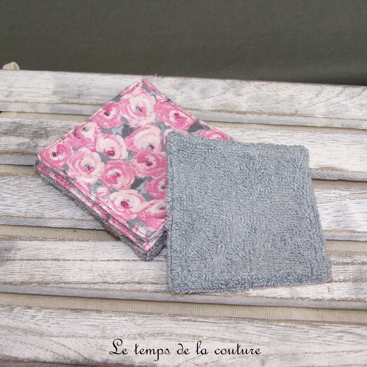 Sdb - lingette bambou grise - rose gris fleur 01