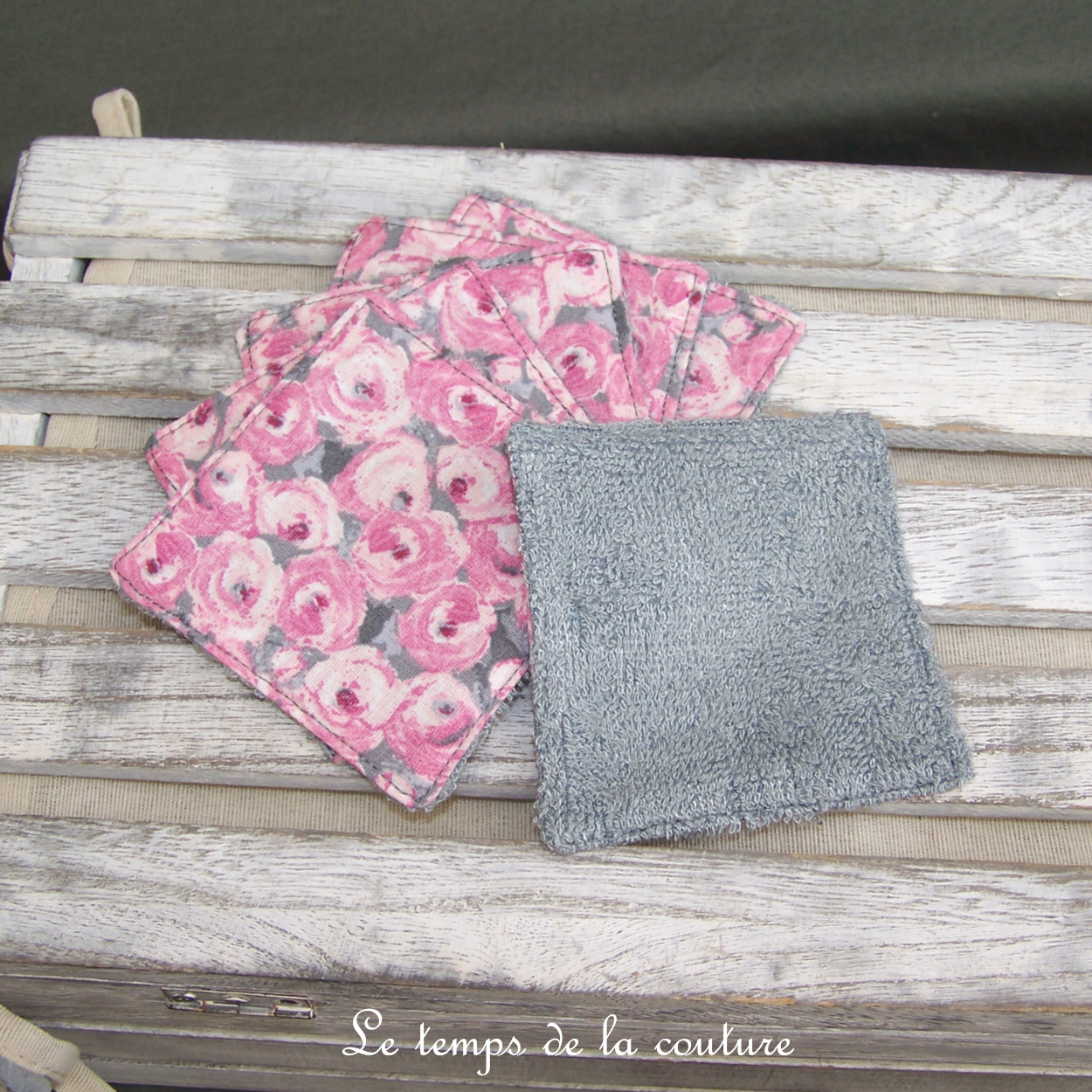 Sdb - lingette bambou grise - rose gris fleur 03