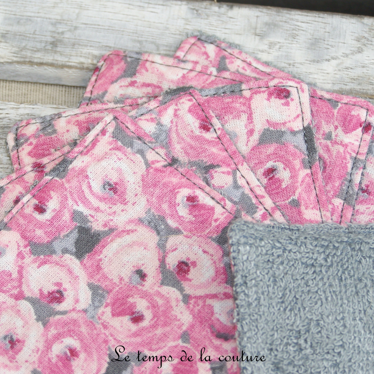Sdb - lingette bambou grise - rose gris fleur 02