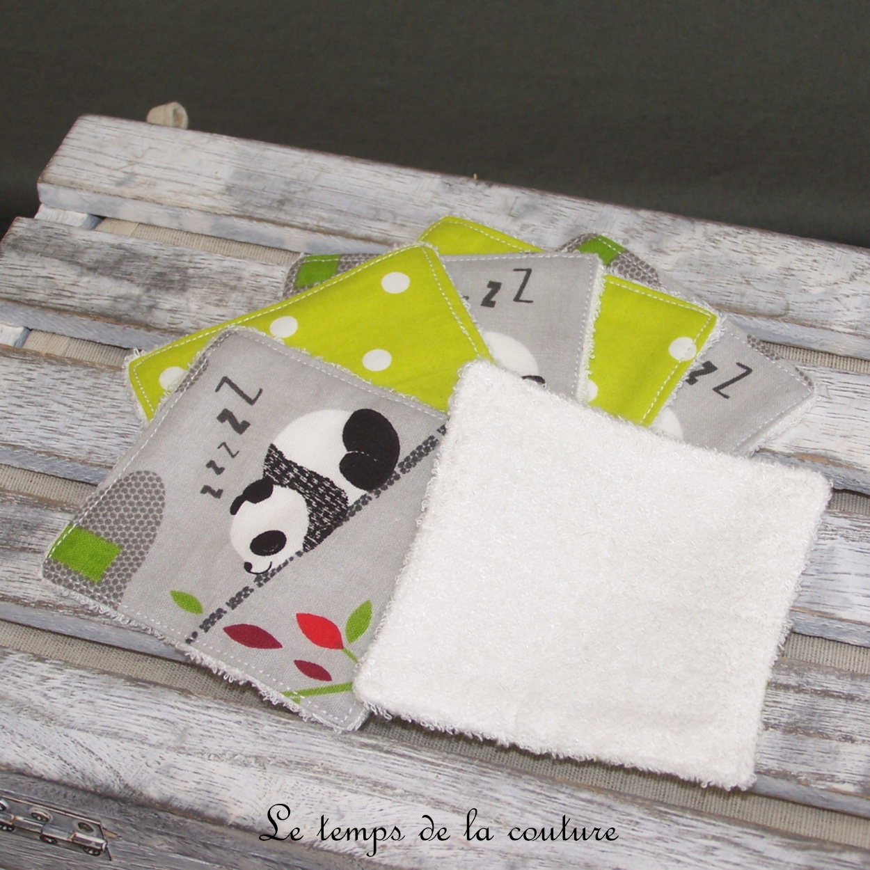 Sdb - lingette bambou écru - anis pois panda gris 01