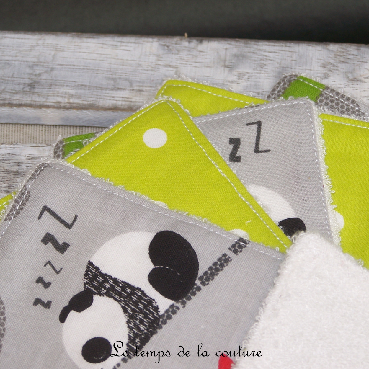 Sdb - lingette bambou écru - anis pois panda gris 03