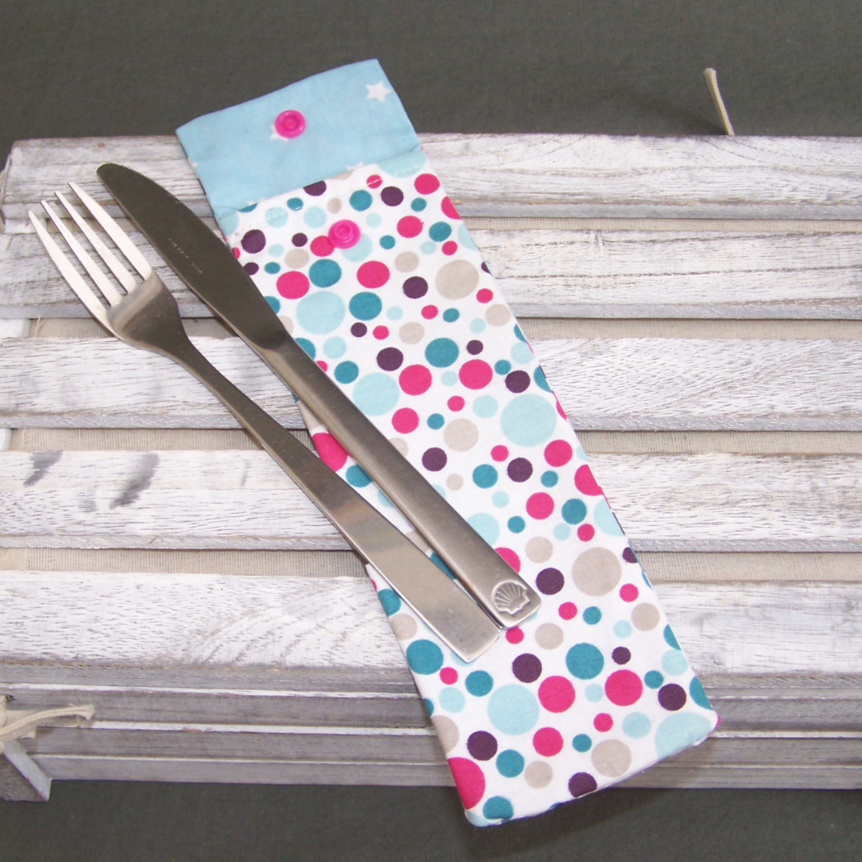 Sdb - pochette brosse a dent - rose bleu turqouise violet bulle 04