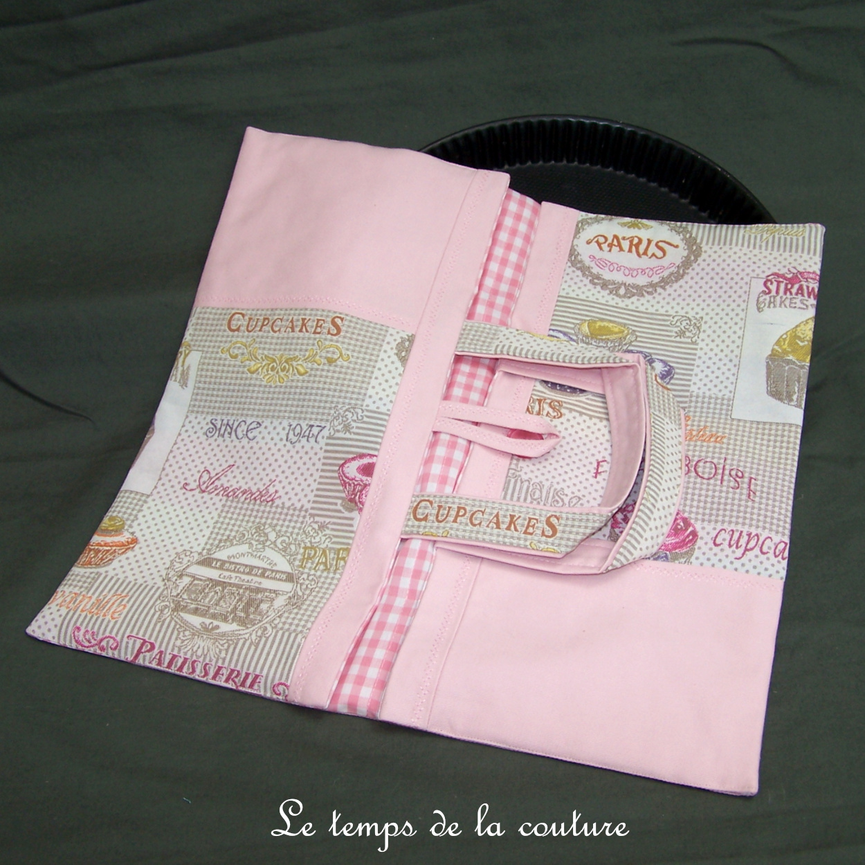 Cuisine - sac tarte - rose et jacquard gateau cupcake violet orange jaune vichy 03