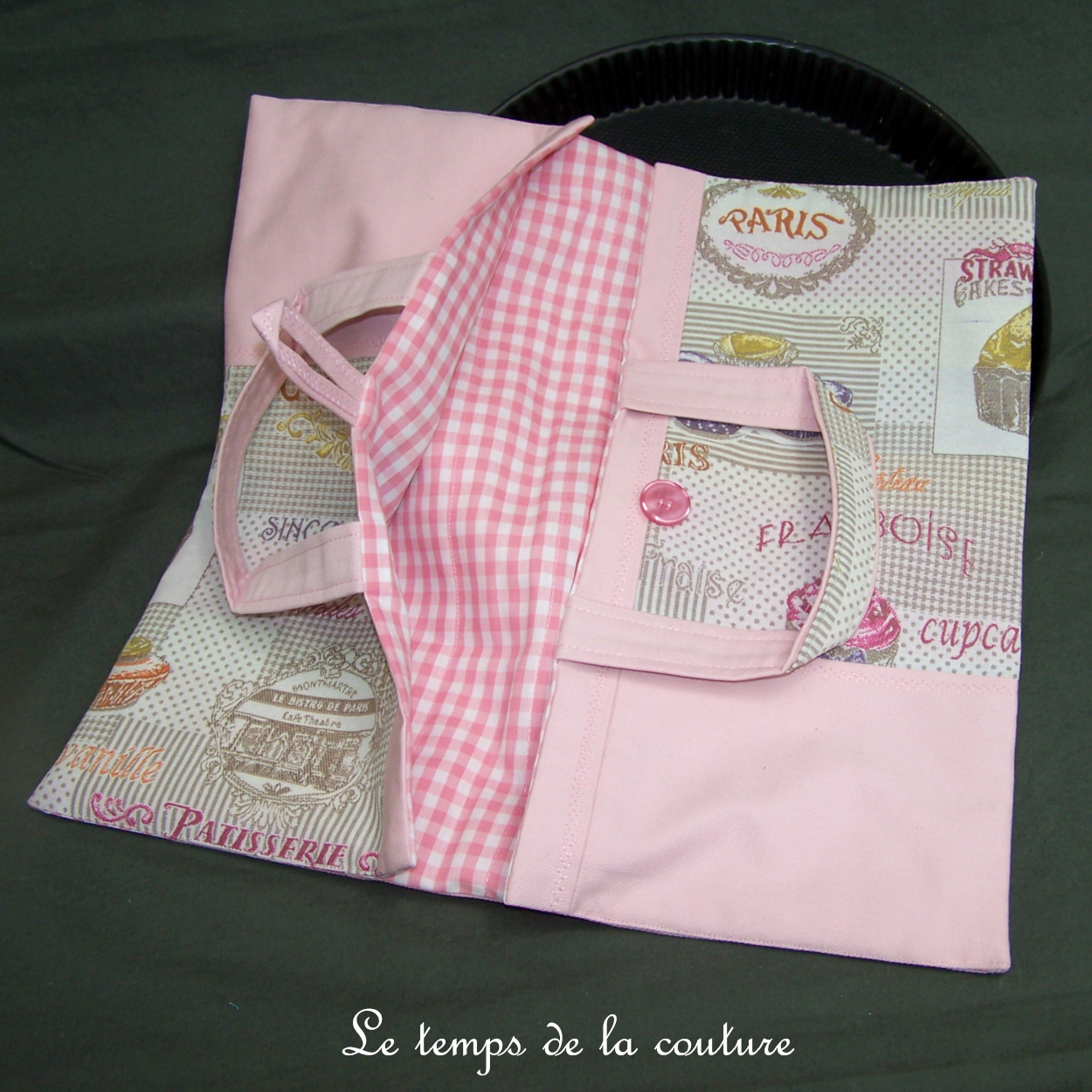 Cuisine - sac tarte - rose et jacquard gateau cupcake violet orange jaune vichy 05