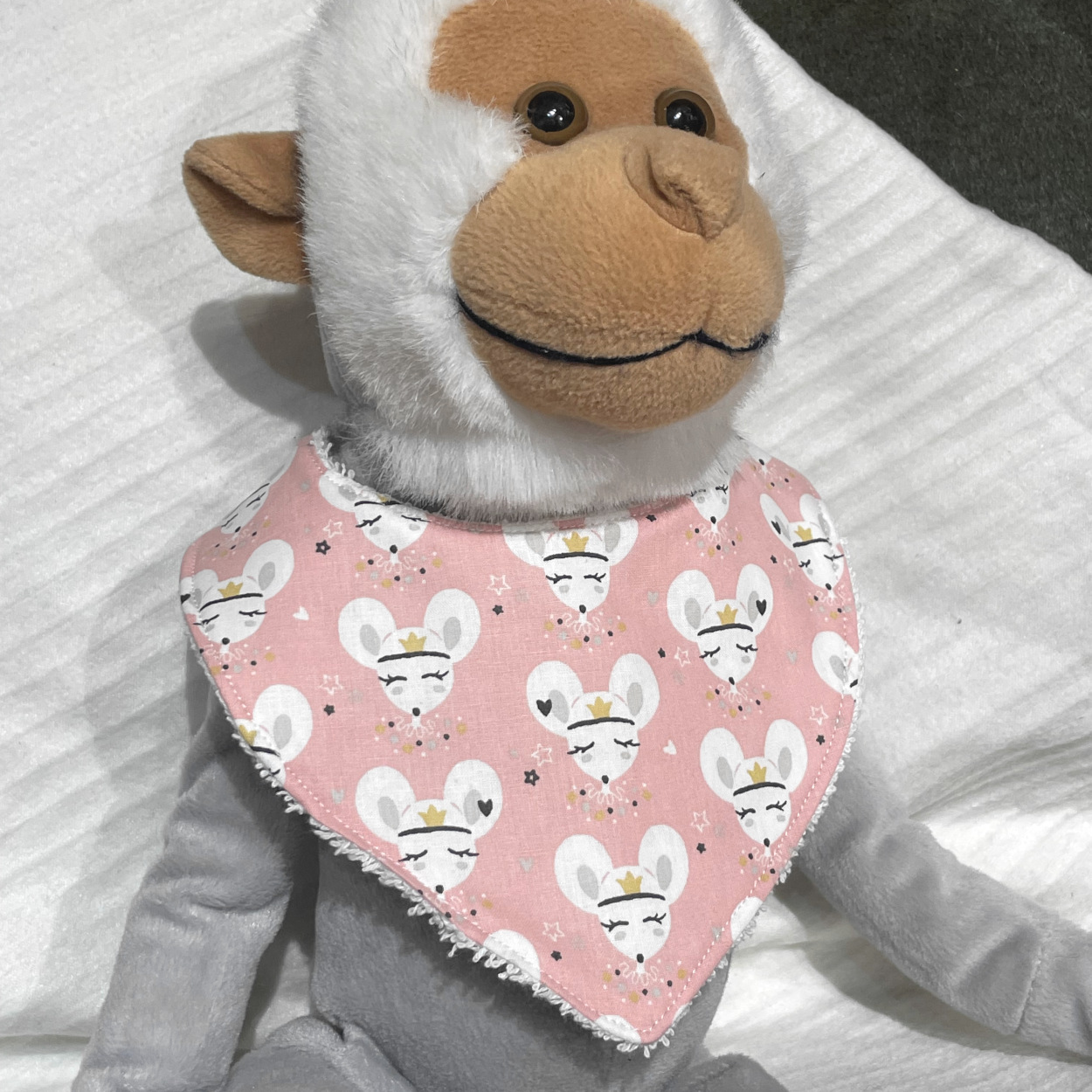 Enfant - bavoir bandana - rose imp petite souris - 01