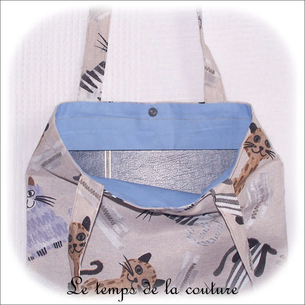 Sac tote bag - beige imp chat gris02 - GFC