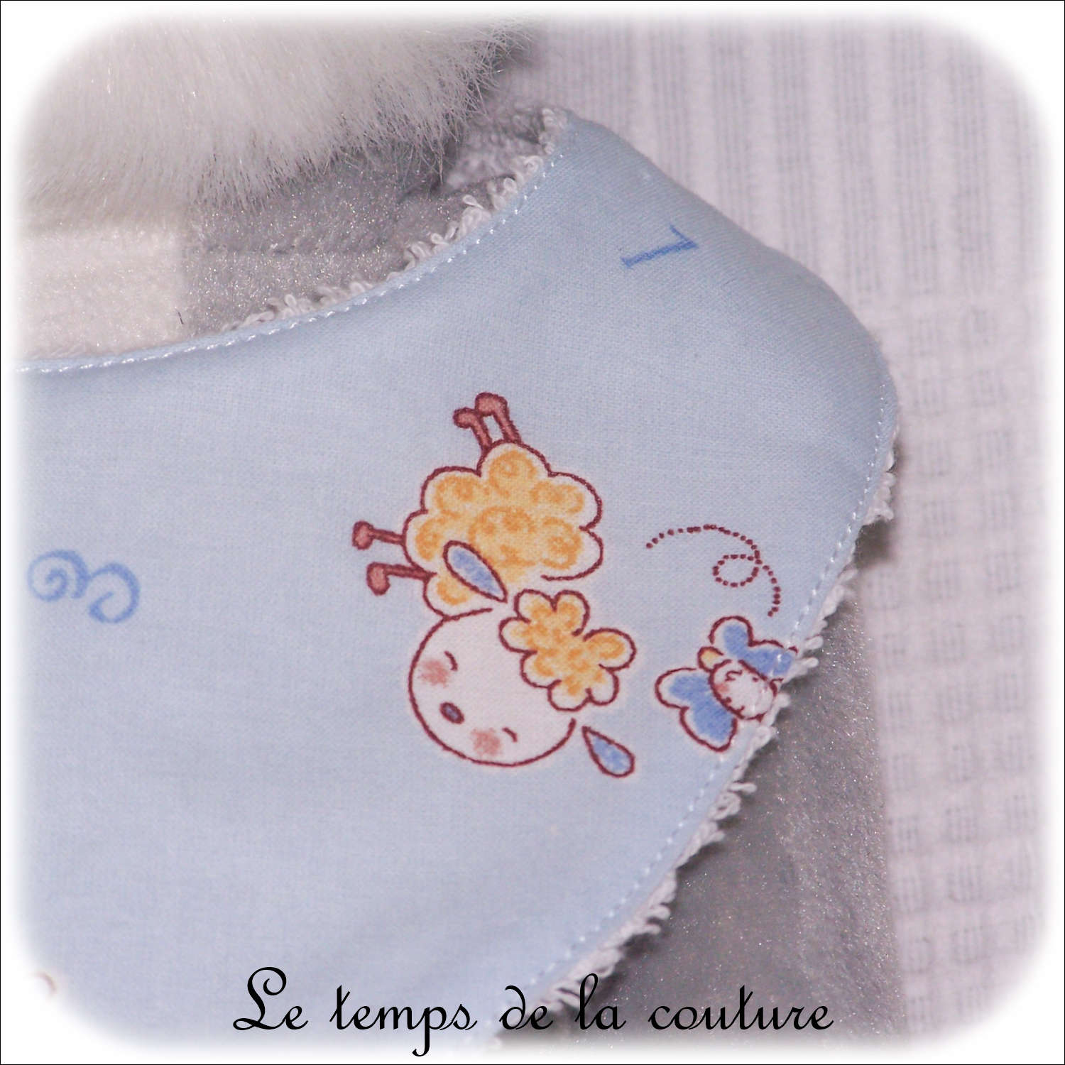 Enfant - bavoir bandana - bleu imp mouton12 - GFC