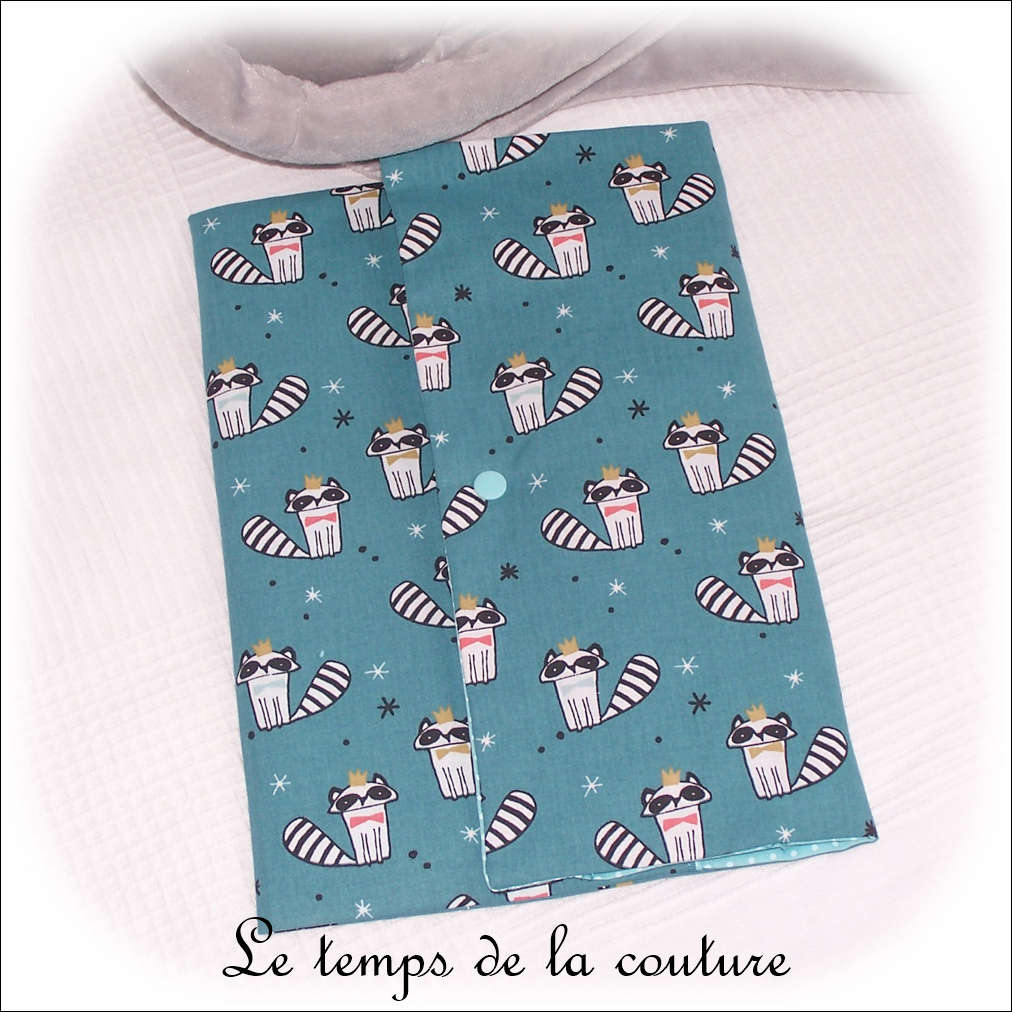 Pochette - ardoise - bleu canard turqouise imp raton laveur03 - GFC