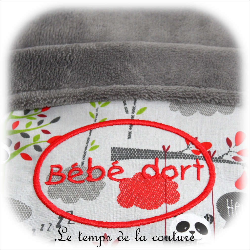 Enfant - couverture - gris et imp panda gris br bebe dort02 - GFC