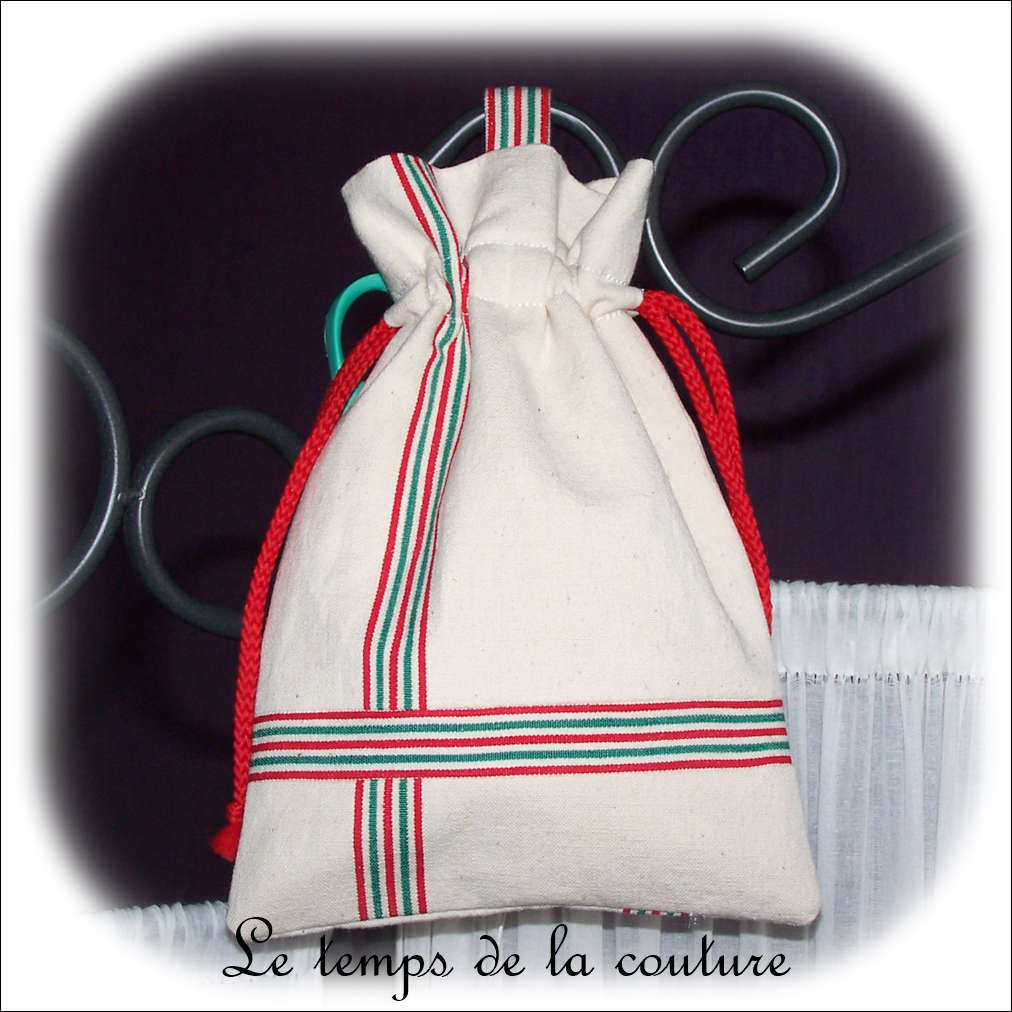 Cuisine - Sac ficelle - ecru rouge vert italien04 - GFC