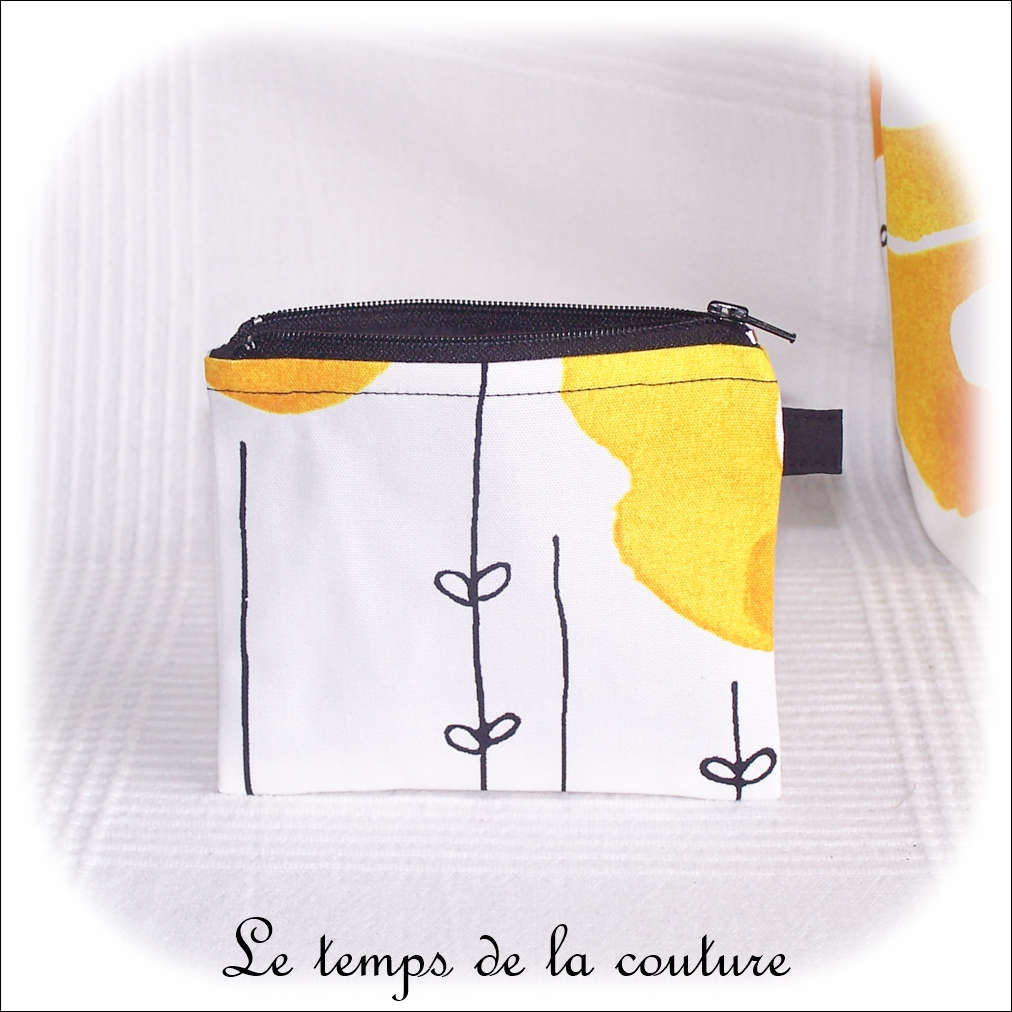 Pochette - droite - zippé - noir  jaune blanc rond ikea01 - GFC