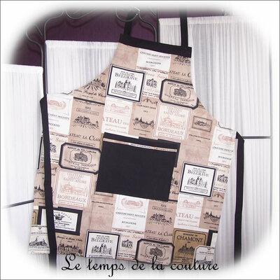 Cuisine - tablier - beige ecru noir - etiquette de vin51 - GFC