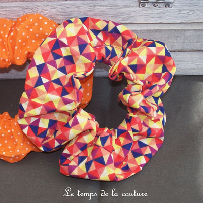 Sdb - Chouchou - orange multicolore geometrique 01