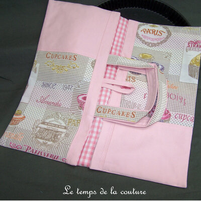 Cuisine - sac tarte - rose et jacquard gateau cupcake violet orange jaune vichy 01
