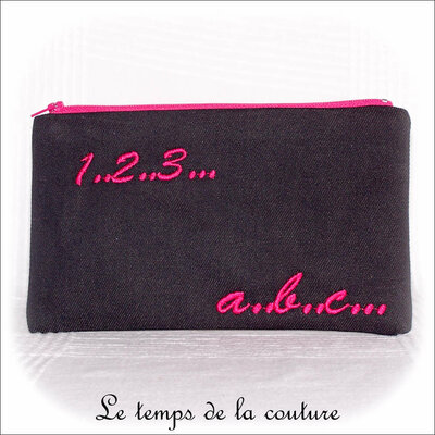 Pochette - droite - zippé - noir rose br 123 abc01 - GFC