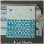 Sdb - pochette savon - bleu turquoise motif fleur sakura 03