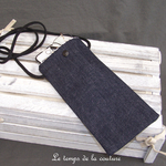 Pochette - téléphone - jean bleu palmier moutarde 02