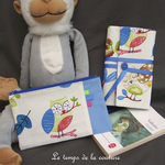 LOT - Pochette - droite - zippé - hibou chouette bleu 01