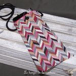 Pochette - telephone - jaquard chevron beige rose noir 01