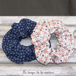 Sdb - Chouchou - bleu marine fleur orange  - geometrique blanc orange marron 02
