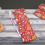Sdb - pochette brosse dent - orange fleur japon 02