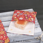 Sdb - pochette savon - orange fleur japon 01