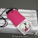 Pochette - telephone - rose fuschia chien jack russell terrier 01