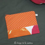 Pochette - droite - zippé - blanc rond orange rouge violet turquoise 01