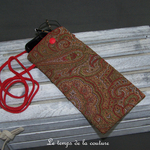 Pochette - telephone - cachemire rouge brique anis marron orange 00