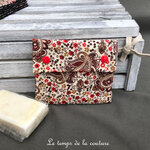 Sdb - pochette savon - ecru marron orange noir cachemire 02