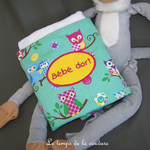 Enfant - couverture - vert motif chouette hibou multicilore 00