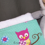 Enfant - couverture - vert motif chouette hibou multicilore 02