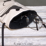 Pochette - telephone - beige noir imprimé chat 00
