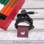 Cuir - serre cable - grenat