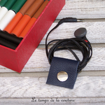 Cuir - serre cable - bleu marine