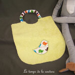 Enfant - bavoir double - anis motif oiseau 04