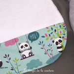 Enfant - bavoir double - blanc motif panda vert amande rose blanc noir 04