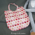 Enfant - bavoir double - blanc motif chouette hiboux beige rouge bordeaux 04